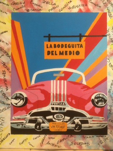 Pintura intitulada "La voiture cubaine" por Vanessa Mancini, Obras de arte originais, Acrílico