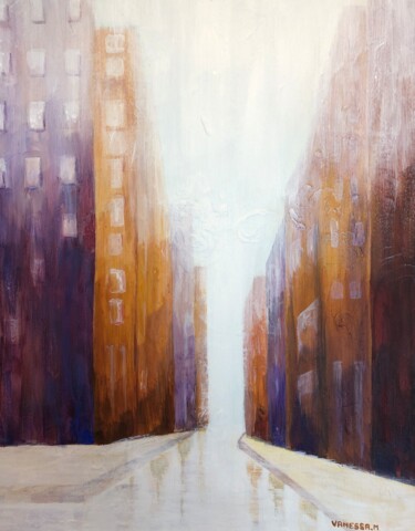 Painting titled "Paysage urbain New…" by Vanessa Mancini, Original Artwork, Acrylic