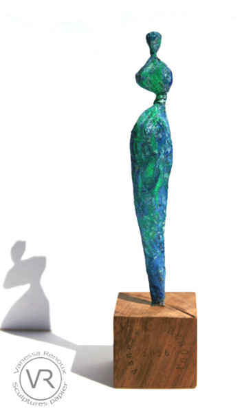 Sculpture intitulée "Femme papier-bronze…" par Vanessa Renoux, Œuvre d'art originale, Papier