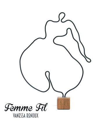Sculpture titled "Sculpture femme fil…" by Vanessa Renoux, Original Artwork, Metals