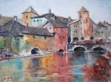 Painting titled "Aquarelle de la vie…" by Vanessa Renoux, Original Artwork, Watercolor