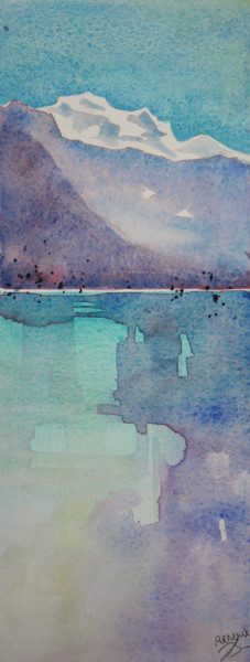 Painting titled "Aquarelle du lac d'…" by Vanessa Renoux, Original Artwork, Watercolor