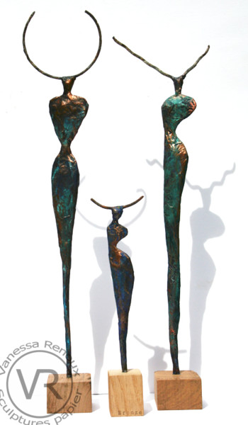 Sculpture titled "Taureaux et bélier…" by Vanessa Renoux, Original Artwork, Mixed Media