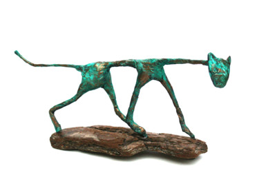 雕塑 标题为“Chat en papier bron…” 由Vanessa Renoux, 原创艺术品, 混合媒体