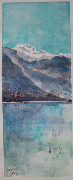 Painting titled "Aquarelle du lac d'…" by Vanessa Renoux, Original Artwork, Watercolor