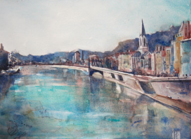 Painting titled "Aquarelle du Vieux…" by Vanessa Renoux, Original Artwork, Watercolor