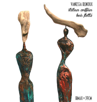 Sculpture titled "Statues coiffées de…" by Vanessa Renoux, Original Artwork, Paper