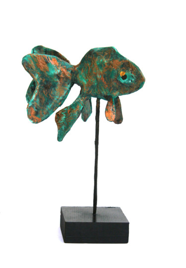Sculptuur getiteld "Petit poisson patin…" door Vanessa Renoux, Origineel Kunstwerk, Papier