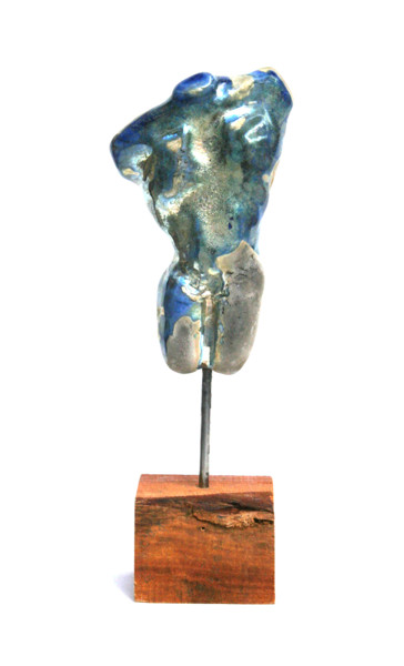 Sculpture titled "Torse d'homme raku…" by Vanessa Renoux, Original Artwork, Ceramics