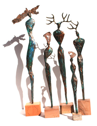 Escultura intitulada "Statues élancée, co…" por Vanessa Renoux, Obras de arte originais, Papel