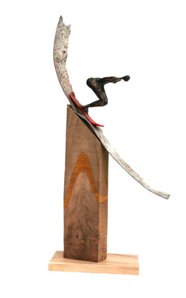 Escultura intitulada "Glisse, skieuse sur…" por Vanessa Renoux, Obras de arte originais, Papel