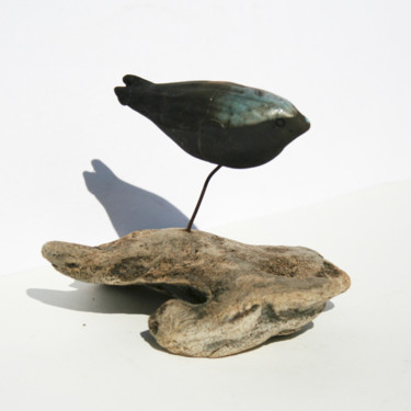 Скульптура под названием "Oiseau raku sur sou…" - Vanessa Renoux, Подлинное произведение искусства, Керамика