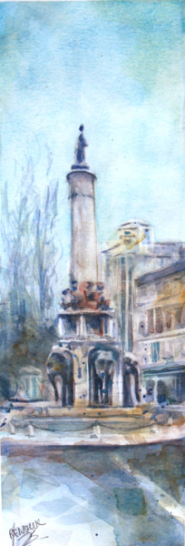 Peinture intitulée "Aquarelle de Chambé…" par Vanessa Renoux, Œuvre d'art originale, Aquarelle Monté sur Autre panneau rigide