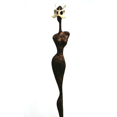 Scultura intitolato "Diane, déesse masqu…" da Vanessa Renoux, Opera d'arte originale, osso