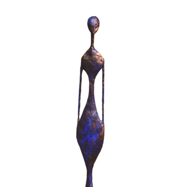 Sculpture intitulée "Grande déesse bleue" par Vanessa Renoux, Œuvre d'art originale, Papier