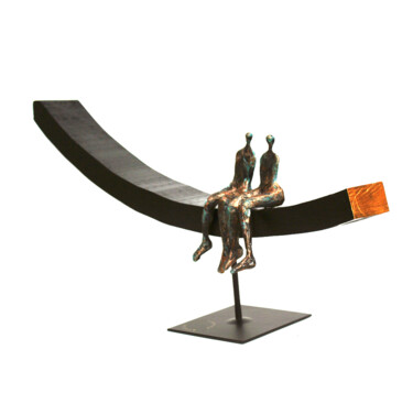 Couple sur un arc de bois Sculpture titled "Couple sur un arc d…" by Vanessa Renoux, Original Art, Paper