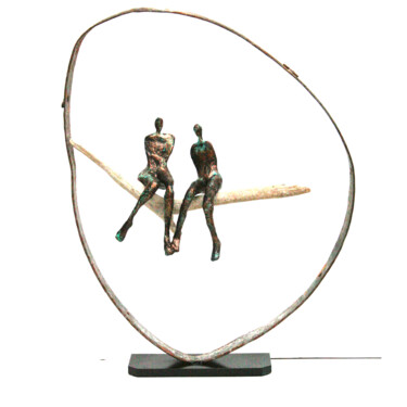 Sculpture intitulée "Couple sur balançoi…" par Vanessa Renoux, Œuvre d'art originale, Papier