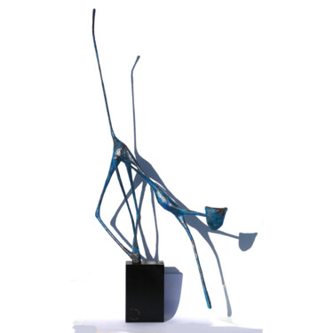 Sculpture titled "Chat turquoise géant" by Vanessa Renoux, Original Artwork, Paper