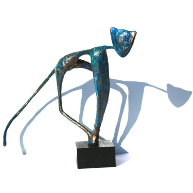 Sculpture titled "Chat d'Azur" by Vanessa Renoux, Original Artwork, Paper