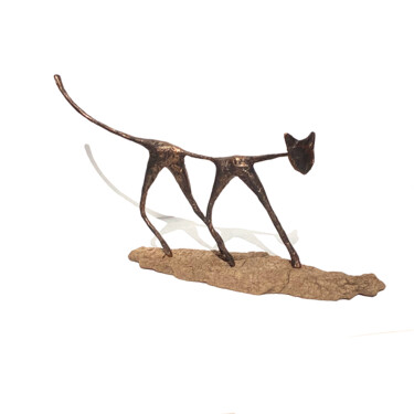 Scultura intitolato "Sculpture chat à l'…" da Vanessa Renoux, Opera d'arte originale, Carta