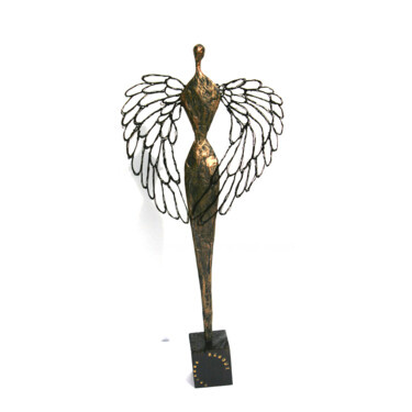 Sculptuur getiteld "Petit Ange gardien…" door Vanessa Renoux, Origineel Kunstwerk, Papier