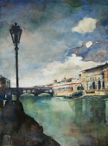 Malerei mit dem Titel "Florence II - aquar…" von Vanessa Renoux, Original-Kunstwerk, Aquarell