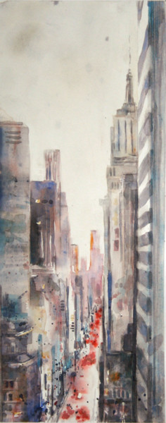 Painting titled ""Urban Flowers II"-…" by Vanessa Renoux, Original Artwork, Watercolor