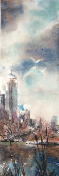 Painting titled ""Central Park Allon…" by Vanessa Renoux, Original Artwork, Watercolor