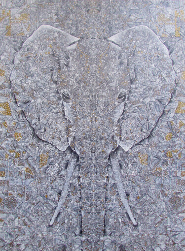 Peinture intitulée "Eléphant" par Vanessa Simon, Œuvre d'art originale, Acrylique Monté sur Châssis en bois