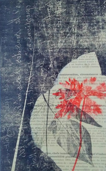 Gravures & estampes intitulée "Monotype fleur 1" par Vanessa Taverne, Œuvre d'art originale, Monotype