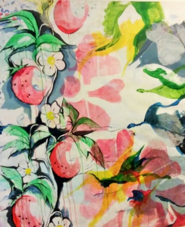 Peinture intitulée "Les fraises" par Vanessa Taverne, Œuvre d'art originale, Acrylique Monté sur Châssis en bois