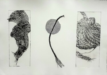 Gravures & estampes intitulée "cordages 1" par Vanessa Taverne, Œuvre d'art originale, Gravure