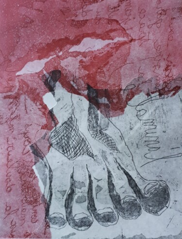 Gravures & estampes intitulée "pied 1" par Vanessa Taverne, Œuvre d'art originale, Gravure