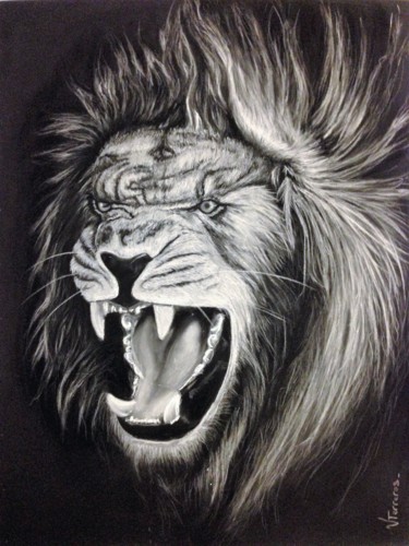 Pintura intitulada "LION" por Vanessa Terreros, Obras de arte originais, Pastel