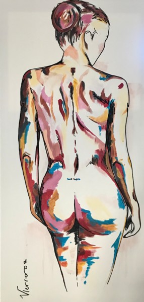 Картина под названием "Femme nu" - Vanessa Terreros, Подлинное произведение искусства, Акрил Установлен на Деревянная рама д…