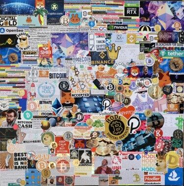 Картина под названием "Bitcoin Art Fusion" - Vanessa Toussaint Du Wast, Подлинное произведение искусства, Коллажи Установлен…