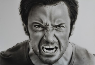 Schilderij getiteld "Hugh Jackman" door Nesdesign, Origineel Kunstwerk, Airbrush