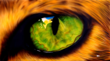 Schilderij getiteld "Katten oog" door Nesdesign, Origineel Kunstwerk, Airbrush