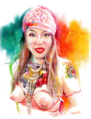 Pintura intitulada "Shine out loud seri…" por Vanessa Chyi, Obras de arte originais, Aquarela