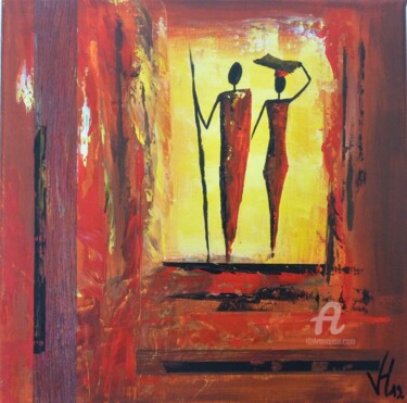 Malarstwo zatytułowany „Lumière d'Afrique” autorstwa Vanessa Hénon (WARNIER), Oryginalna praca, Akryl Zamontowany na Drewnia…