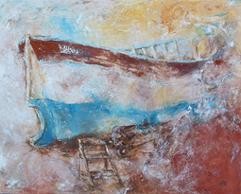 Peinture intitulée "Barque Marseillaise" par Vanessa Martin, Œuvre d'art originale, Huile