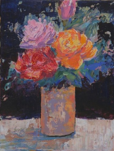Painting titled "Flowers" by Demetra Vanezi Liasou, Original Artwork