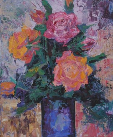 Painting titled "flowers" by Demetra Vanezi Liasou, Original Artwork