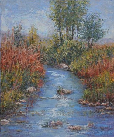 Painting titled "river" by Demetra Vanezi Liasou, Original Artwork
