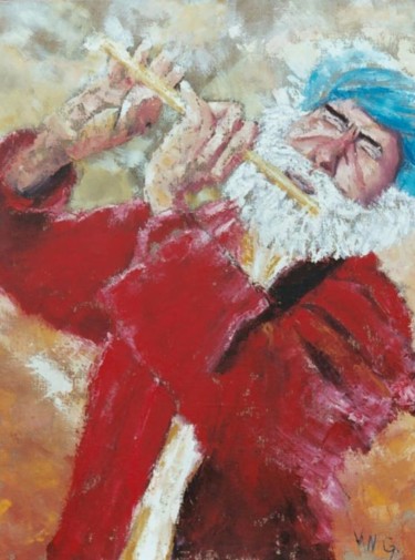 Peinture intitulée "Playing flute" par Van G, Œuvre d'art originale