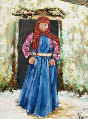 Peinture intitulée "Matriarch at her do…" par Van G, Œuvre d'art originale, Huile Monté sur Châssis en bois