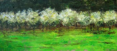 Peinture intitulée "Trees in flower" par Van G, Œuvre d'art originale, Huile Monté sur Châssis en bois