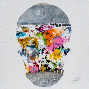 Schilderij getiteld "Il cranio / 60 x 60…" door Abstract Paintings Serge, Origineel Kunstwerk, Acryl