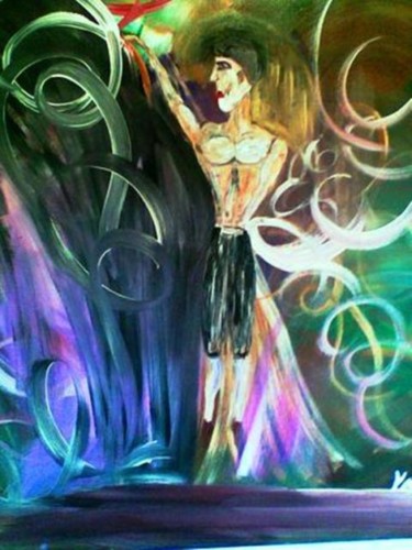 Painting titled "Angry dance" by Vanhout, Original Artwork, Oil