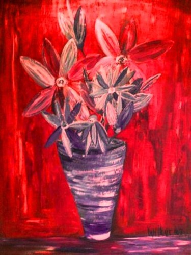 Painting titled "Wild Flowers" by Vanhout, Original Artwork, Oil